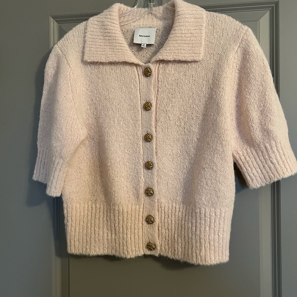 Reformation Daphne Collared Cardigan Sorbet Pink Womens Size Medium